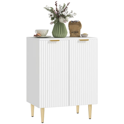 Keukenkast – Buffetkast – Opbergkast – Dressoir – Sideboard – 2 Deuren – Verstelbare Plank – Metalen Poten – Wit – Compact 60x40x80 cm