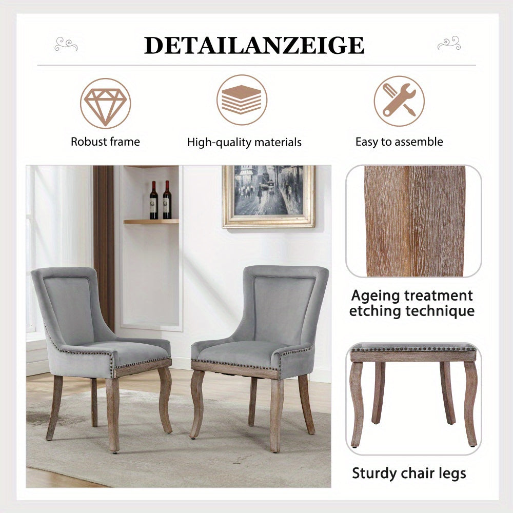 Eetkamerstoelen – Stoelen – Dining Stoelen – Velours Stoelen – Design Stoelen – Grijs – Fluwelen Bekleding – Houten Poten