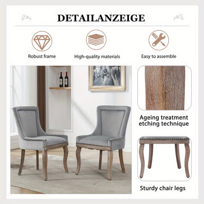 Eetkamerstoelen – Stoelen – Dining Stoelen – Velours Stoelen – Design Stoelen – Grijs – Fluwelen Bekleding – Houten Poten