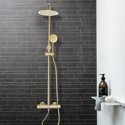 Badkraan – Badmengkraan – Handdouche – Thermostaatkraan – Wandmontage – Messing & RVS – Watervaluitloop – 1,5m Flexibele Slang