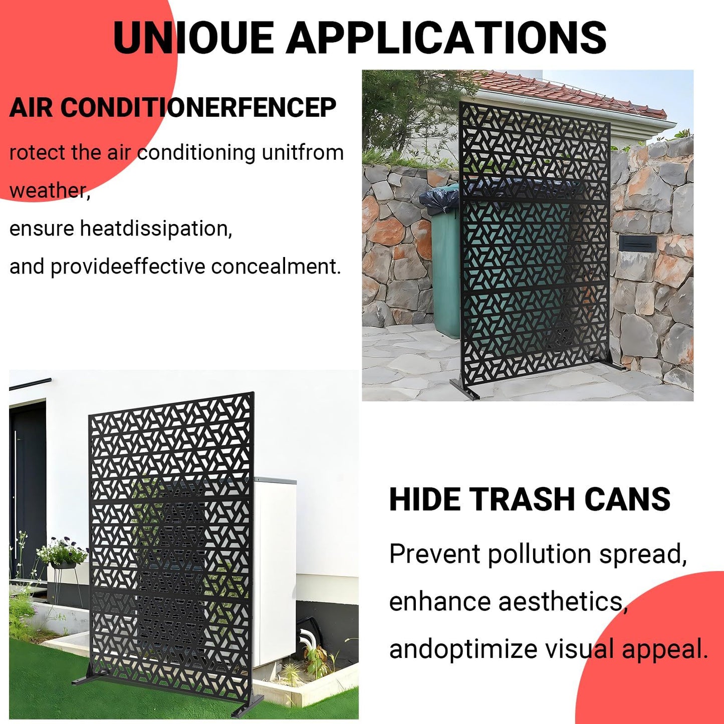 1pc Durable Outdoor Privacy Screen Panel | Galvanized Steel Sheet for Enhanced Privacy and Weather Resistance, Hard Type by HUFY