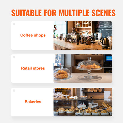 Displaycase Acryl – Gebaksvitrine – Snoepdispenser – Brooddisplay – Donutvitrine – 2 Etages Met Verwijderbare Trays – Roestvrijstalen Handgrepen