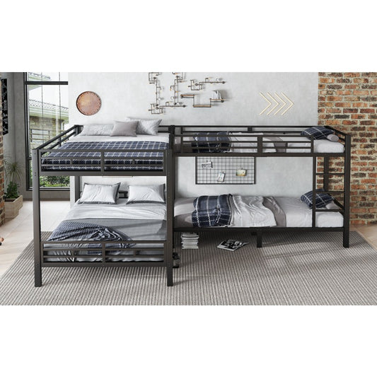 Stalen Stapelbed – Hoogslaper – Twee-onder-een-kap Bed – Bunkbed – Tienerbed – Ruimtebesparend – Stevig Lattenbodem – 90x200 & 140x200 cm