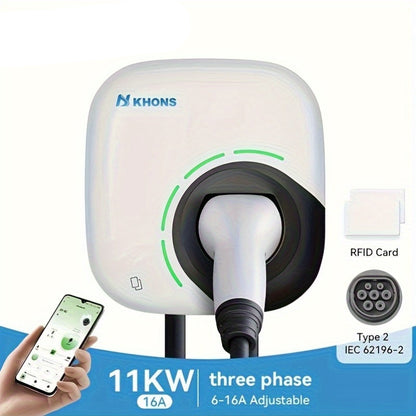 Laadpaal – Wallbox – Oplaadstation – EV Charger – Elektrische Auto Lader – 11 kW 16A 3 Fase – App Bedieningsfunctie – IP65 Waterdicht