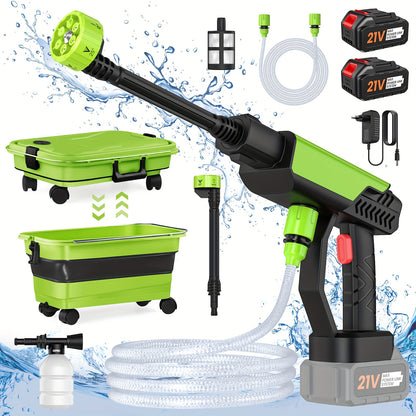 Draadloos Hogedruk Waterpistool – Elektrisch Hogedrukreiniger – Auto Reinigingspistool – Draagbare Waterstraalspuit – Foam Waterpistool – 30 Bar Max Druk – Inklapbaar Waterreservoir – Compatibel Met 18V/21V Batterijen