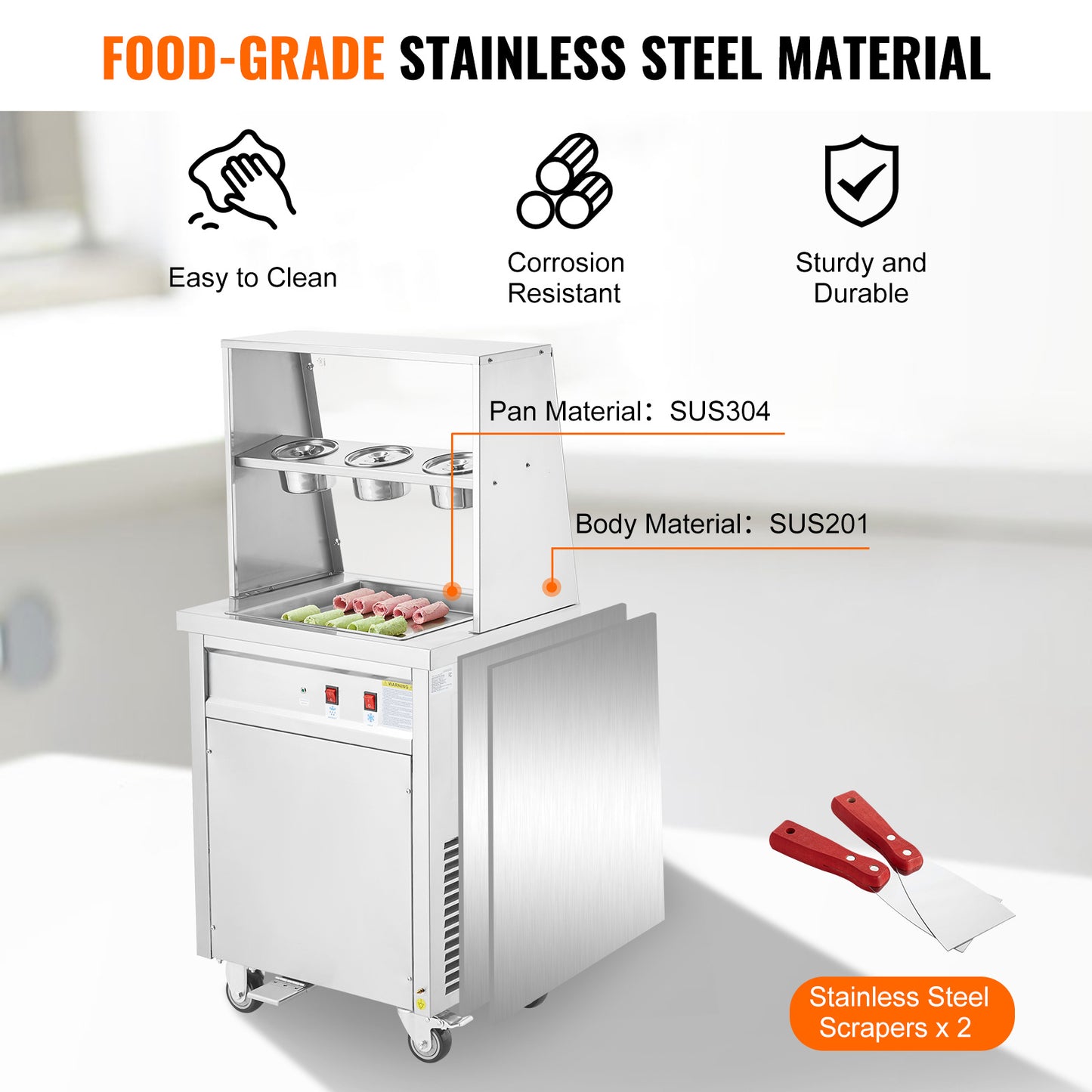 Ijsbakpan – IJsroller – Rolijs Machine – IJsplek – Gefrituurde IJs Machine – RVS 35x35 cm Werkoppervlak – Snelle Koeling & Ontdooifunctie