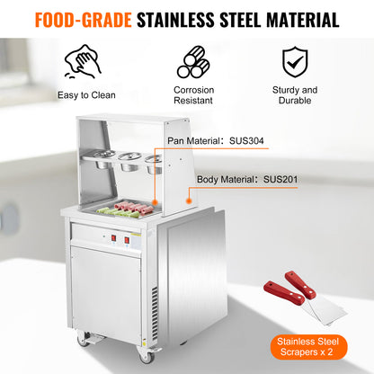 Ijsbakpan – IJsroller – Rolijs Machine – IJsplek – Gefrituurde IJs Machine – RVS 35x35 cm Werkoppervlak – Snelle Koeling & Ontdooifunctie