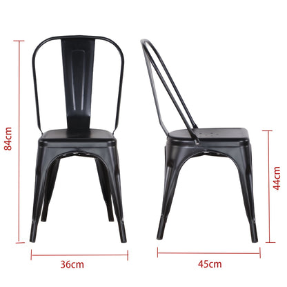 Eetkamerstoelen – Keukenstoelen – Woonkamerstoelen – Buitensstoelen – Stapelbare Stoelen – Set Van 4 Zwart – Stevig Metalen Frame – Comfortabel Ergonomisch Design