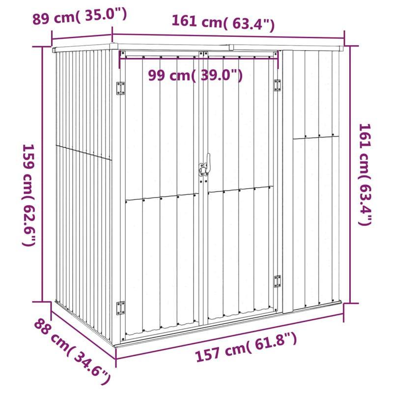 Tuinhuis – Tuinkast – Buitenschuur – Opslagkast – Gereedschapskast – Antraciet – Gegalvaniseerd Staal – 161x89x161 cm