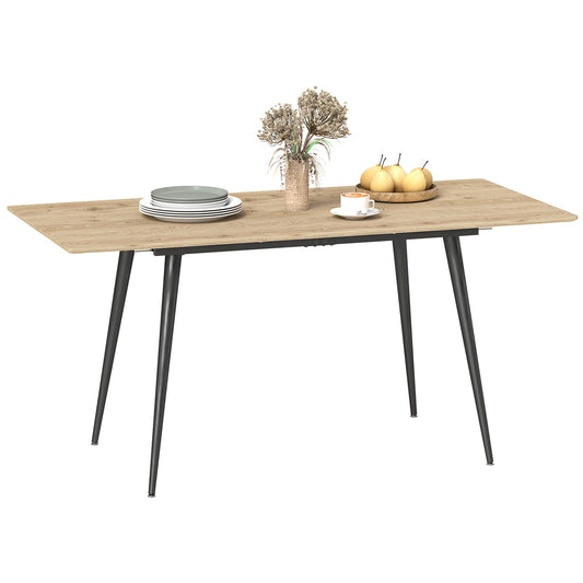 Uitklapbare Eettafel – Uitschuiftafel – Vouwtafel – Eetkamertafel – Tafel – Hardhout – Stalen Poten – Uitbreidbaar tot 160 cm – Geschikt voor 6-8 Personen