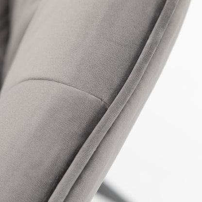 Eetkamerstoel – Stoel – Zetel – Kuipstoel – Armstoel – Set Van 2 – Velvet Bekleding – Verstelbare Metalen Poten – Grijs