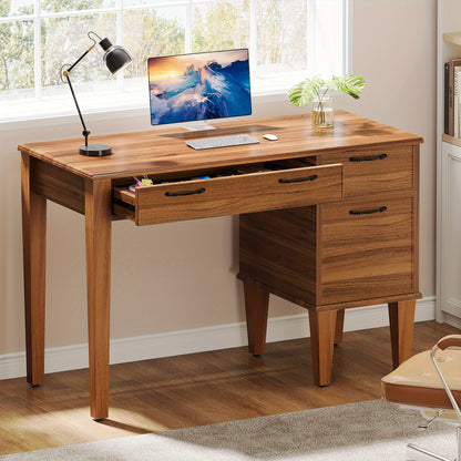 Computertafel – Bureau – Werktafel – Schrijftafel – Home Office Desk – 119,38 cm Breed – 3 Soepele Lades – Stevig Metalen Onderstel – Modern Design
