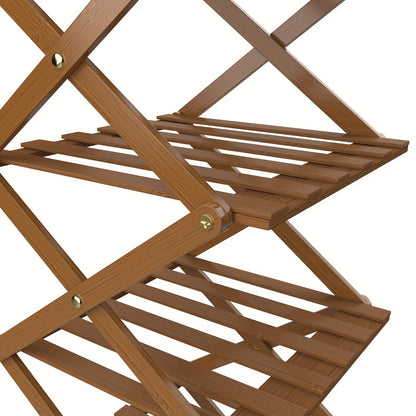 Schoenenrek – Schoenenkast – Schoenenopberger – Hal Organizer – Schoenenbank – 7 Lagen – Smal Verticaal Design – Bamboe & Kunststof – Vrijstaand Zonder Montage – 25x25x125 cm