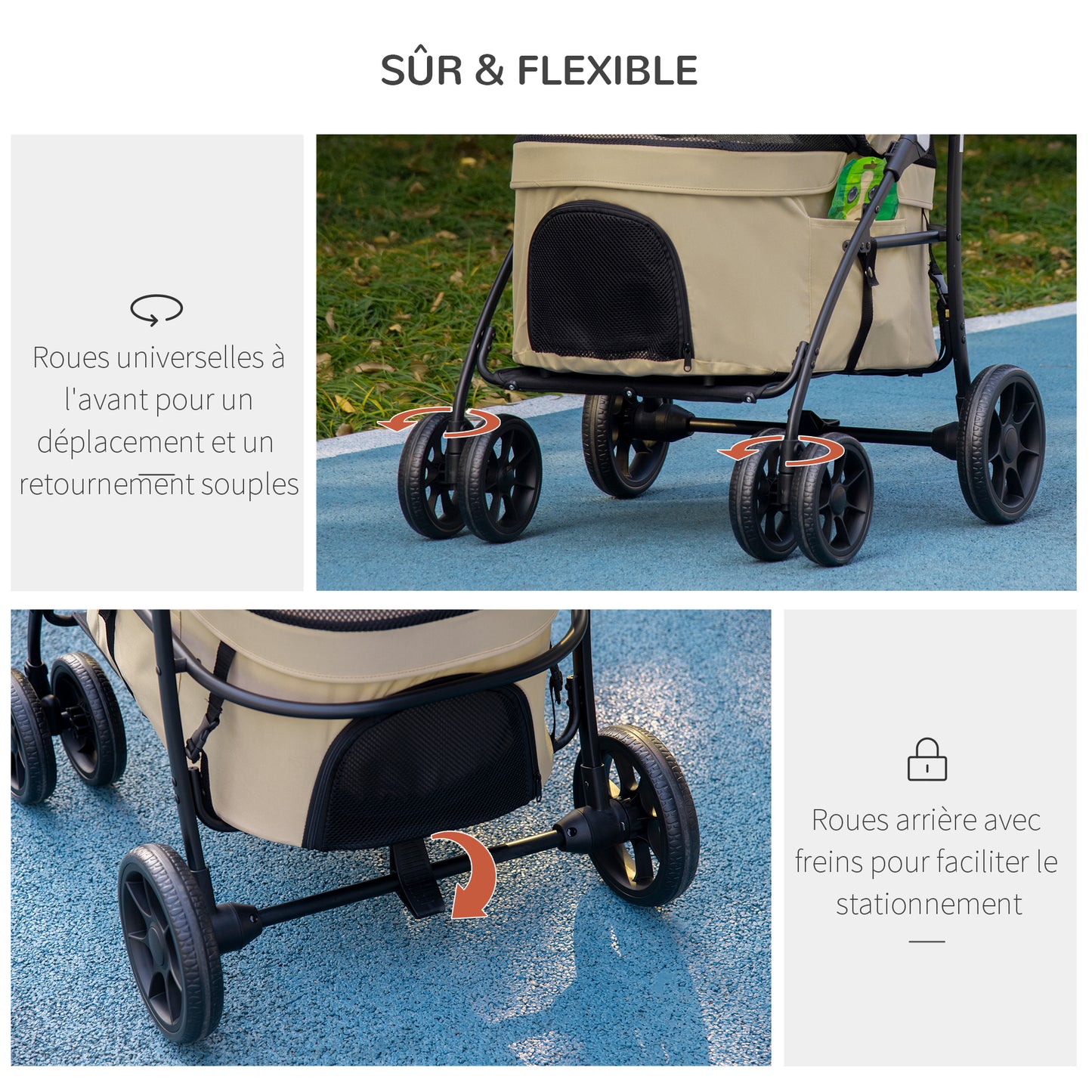 Dierenwagen Kleine Hond – Wandelwagen Huisdier – Opvouwbare Buggy – Huisdierenwagen Kat – Wandelkar Dieren – Veiligheidsharnas en Ventilatieraam – Stevig Stalen Frame 10 kg Maximaal