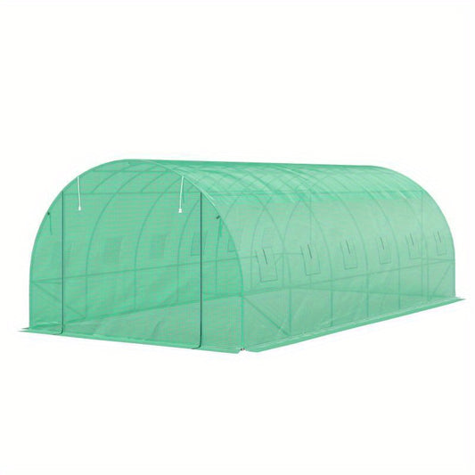 Tomatenkas – Kweekkas – Foliekas – Groeibuis – Tuinkas – UV-bestendig Plastic – 12 Ventilatieramen & Oprolbare Deur – Inclusief Grondankers