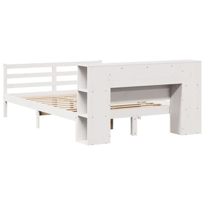 Boekenkastbed – Bed met Opbergruimte – Slaapbank – Bedframe – Kinderbed – Modern Wit – Massief Pijnhout – Compact 120x190 cm