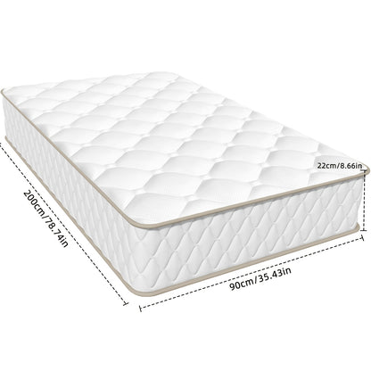7-Zone Pocket Spring Mattress, 90×200 Cm, 22 Cm Height, Foam And Ergonomic Support, Firmness H3, Includes Fitted Sheet, Ideal for Adults.
