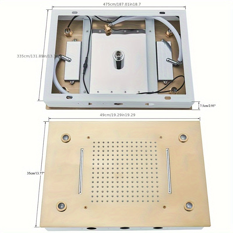 Thermostaatkraan – Thermostatische Douchekraan – Douchethermostaat – Mengkraan – Badkraan – Geborsteld Gouden Afwerking – Thermostatische Regeling – Muurmontage Zonder Elektriciteit