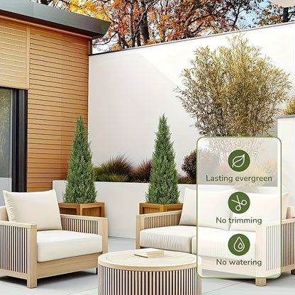 Kunstcipres – Kunstplanten – Nepbomen – Kunstbomen – Cipresbomen – Set Van 2 – 152,4 cm Hoog – UV Bestendig – Onderhoudsvrij