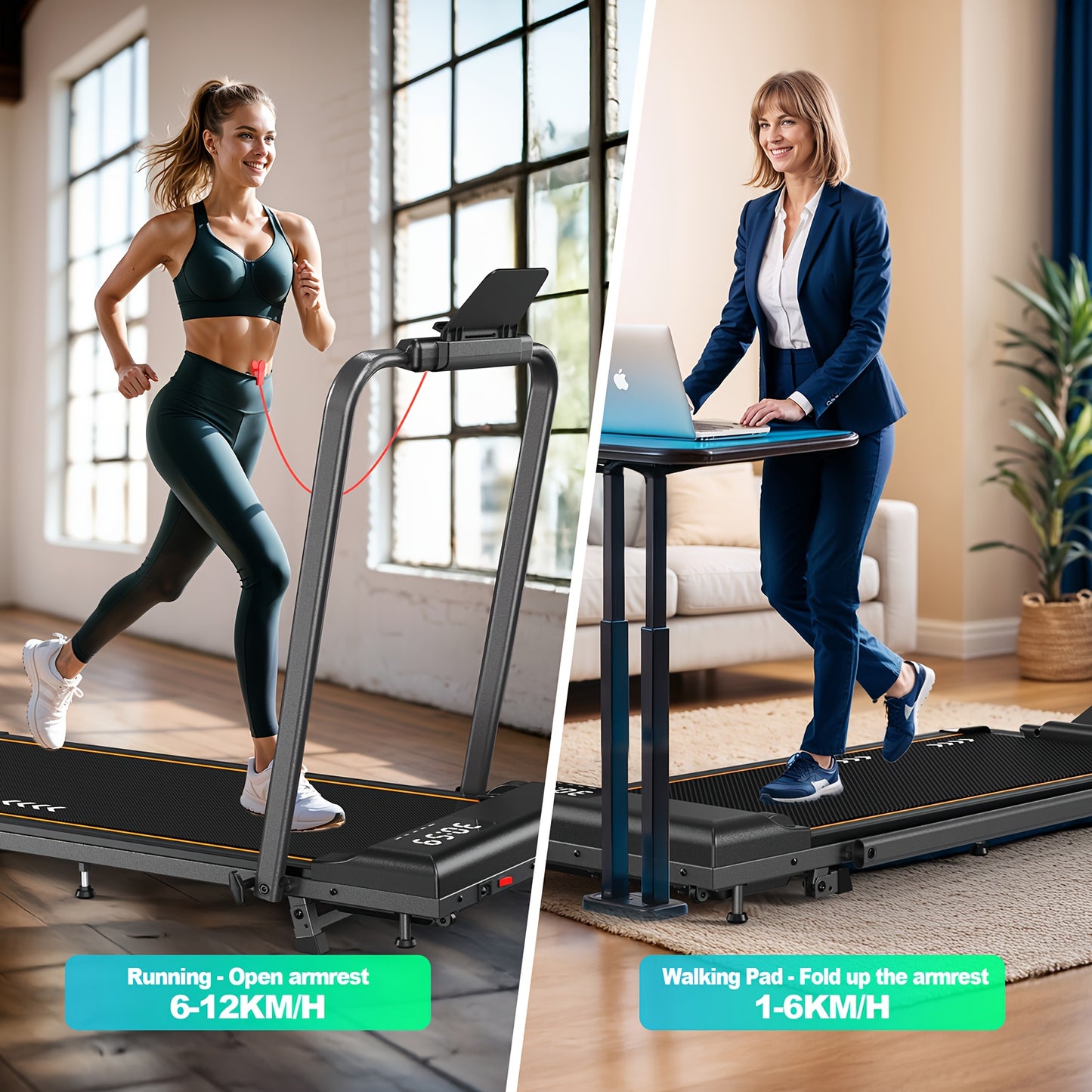 Loopband – Wandelband – Treadmill – Hardloopband – Walking Pad – Inklapbaar – 2,25 PK Motor – 7-laagse Schokdemping