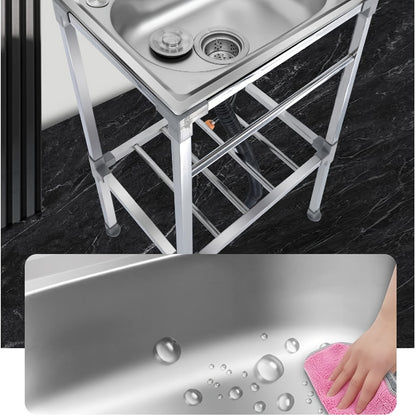 Stainless Steel Freestanding Sink with Faucet - Perfect for Outdoor, Kitchen, Garage & Laundry Use