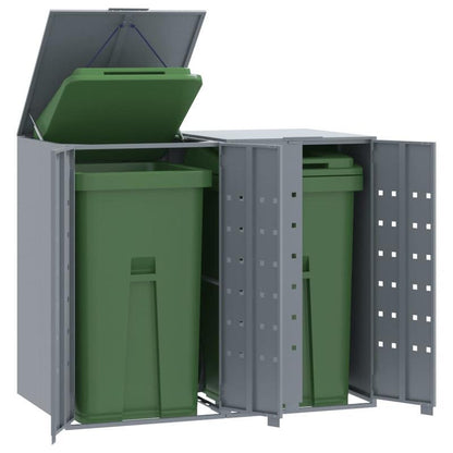 Afvalbak – Vuilnisbak – Containers – Afvalcontainer – Buitenbak – Staal Met Wielen – Ventilatie En Sluitingen – Grijs 138x79x117 cm