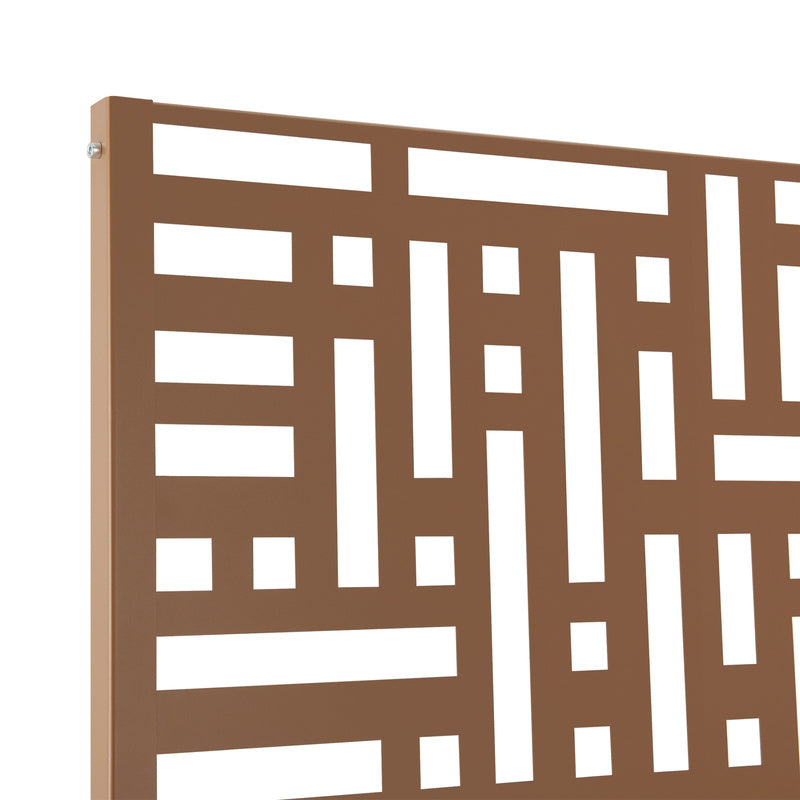 Ruimteverdeler – Scheidingswand – Kamerscherm – Plantenbak – Room Divider – Met Bloemenbak – Rollend Met Wielen – Weerbestendig Staal 190x82x38 cm – Bruin
