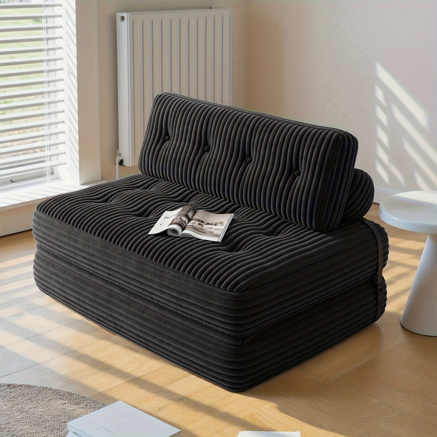 Slaapbank – Bedbank – Logeerbed – Uitklapbank – Sofa – Modern Design – Corduroy Bekleding – Zonder Montage – Diepgrijs