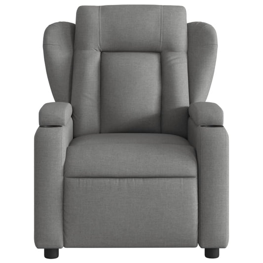 Relaxstoel Elektrisch Verstelbaar – Fauteuil – Lounge Stoel – Zitstoel – Elektrische Relaxfauteuil – Lichtgrijs – 135° Kantelhoek – Twee Bekerhouders