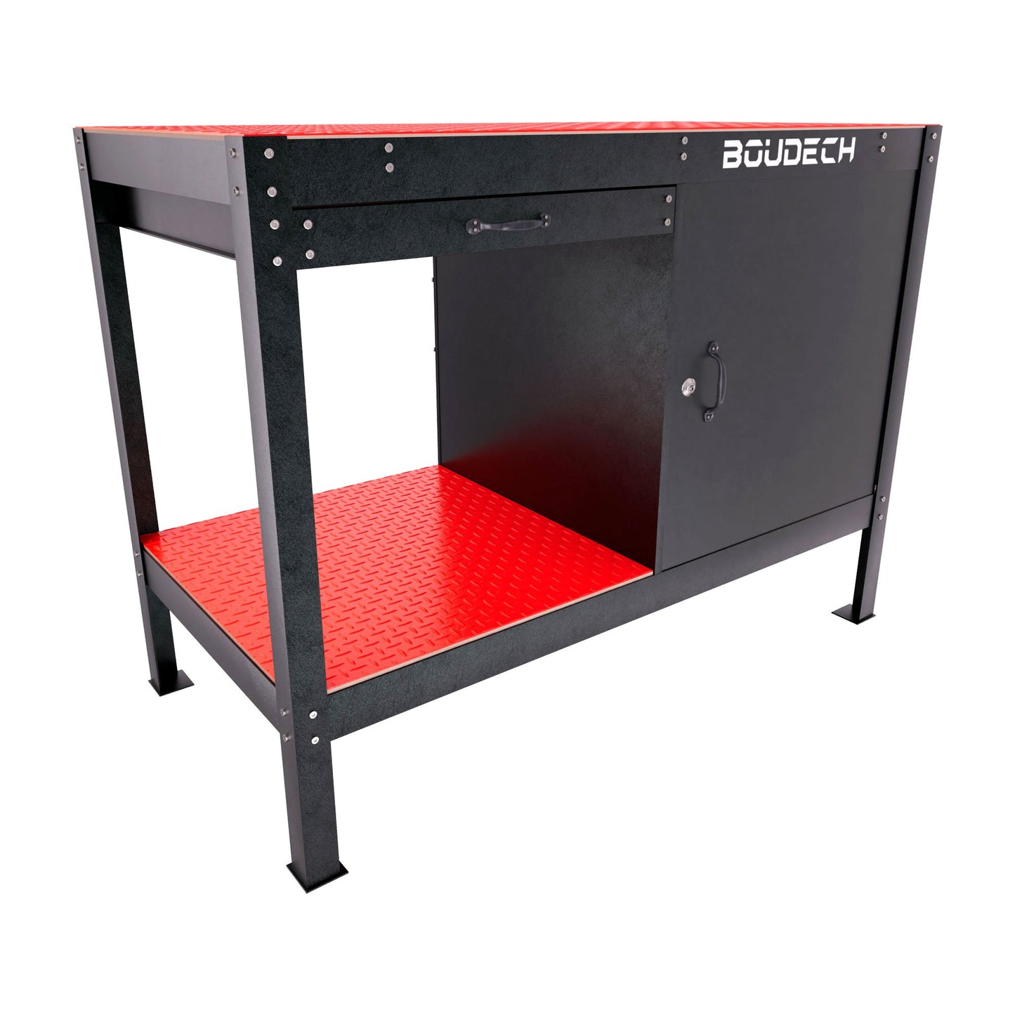 Werkbank – Werktafel – Werkbank Met Lade – Opbergtafel – Stalen Werkbank – 120x60 cm – Zwart Gepoedercoat Staal