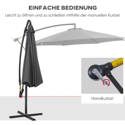Zonneparasol – Parasol – Terrasparasol – Tuinparasol – Schaduwparasol – Weerbestendig – Handmatige Kurk – 2,95 m Diameter – Polyester Doek & Stalen Frame – Zwart