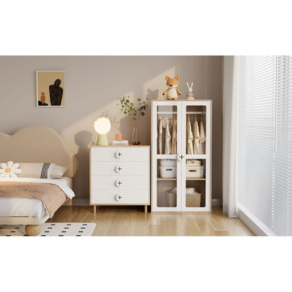 Nachtkastje – Ladekast – Ladekastje – Opbergkast – Bijzetkast – Modern Wit – 4 Laden – Compact 80x54x90 cm – Stevig Niet-Houten Materiaal