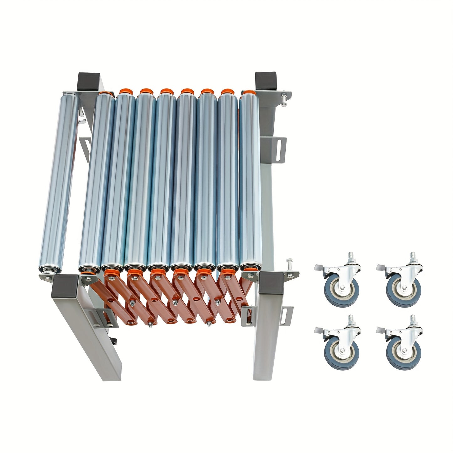 Verstelbare Transporttafel – Transporttafel Trolley – Werkbank – Transportwagen – Vouwbare Transporttafel – Robuuste IJzeren Constructie – Verstelbare Lengte 46-130 cm & Hoogte 50-80 cm – Met 4 Zwenkwielen Met Remmen