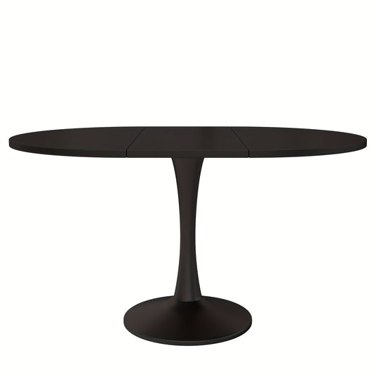 Uitklaptafel – Klaptafel – Vouwtafel – Eettafel – Uitschuifbare Tafel – Ovaal – Ruimtebesparend Design – Stevige Zwarte Basis