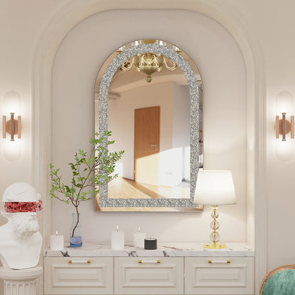 Wandspiegel – Passpiegel – Badkamerspiegel – Hangspiegel – Woonspiegel – Boogvormig Design – 60x90 cm Kristalhelder Glas