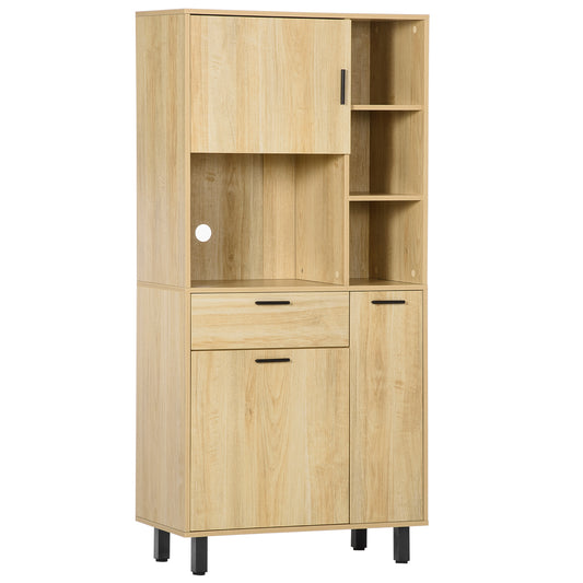 Keukenbuffet – Keukenkast – Opbergkast – Sideboard – Keukenmeubel – Natuurlijk Hout – Anti-omval Systeem – Kabeldoorvoer