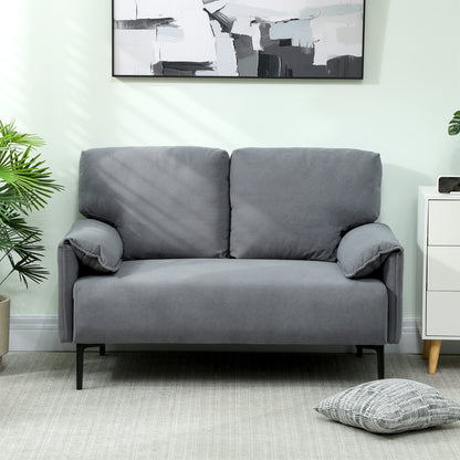 2-Zits Bank – Tweezitsbank – Loveseat – Sofa – Zithoek – Grijs – Fluwelen Bekleding – Extra Dikke Kussens