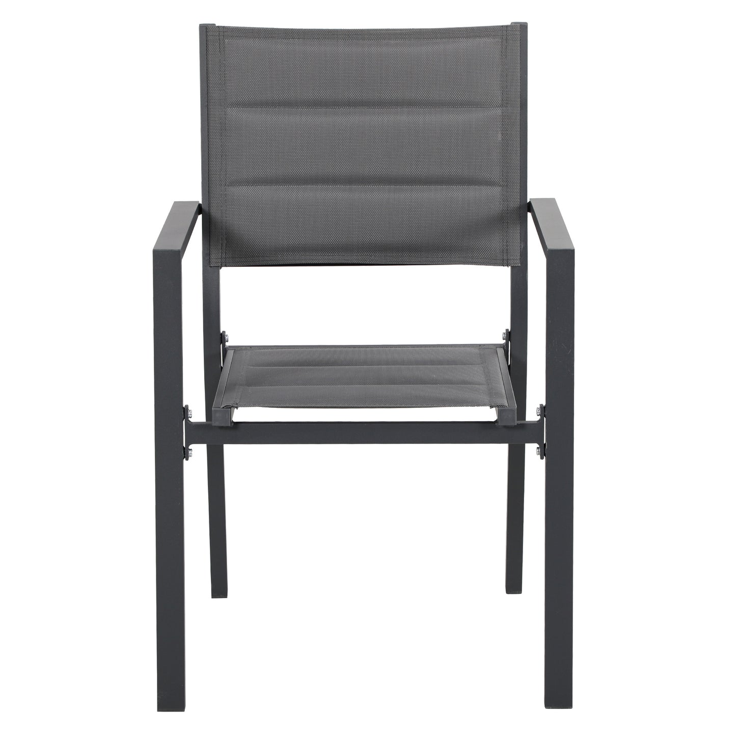 Tuinset – Tuinmeubelset – Diningset – Balkonset – Aluminium – Uitschuifbare Tafel 150-210 cm – 6 Stapelbare Stoelen – Textilene – Weerbestendig – Grijs