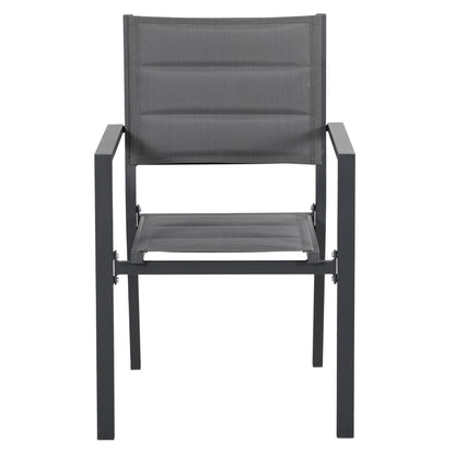 Tuinmeubelset – Tuinset – Loungeset – Zitgroep – Balkonset – Aluminium Frame – Uitschuifbare Tafel 150-210 cm – 6 Stapelbare Stoelen – Grijs