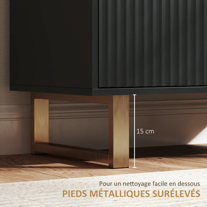 Dressoir – Sideboard – Opbergkast – Buffetkast – Woonkamerkast – Verstelbare Plank – MDF Metalen Poten – 76,5x39x77 cm – Zwart Mat