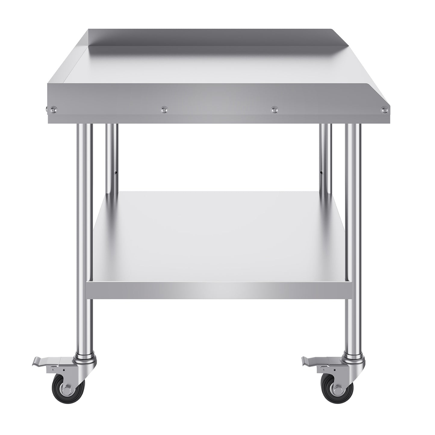 RVS Werktafel – Werkbank – Keukentafel – Werkruimte Tafel – Werkblad – 76x91x76 cm – 0,8 mm Roestvrij Staal – 4 Zwenkwielen Met Rem