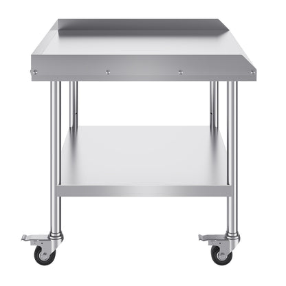 RVS Werktafel – Werkbank – Keukentafel – Werkruimte Tafel – Werkblad – 76x91x76 cm – 0,8 mm Roestvrij Staal – 4 Zwenkwielen Met Rem