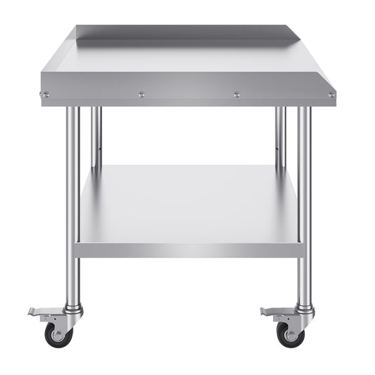 RVS Werktafel – Werkbank – Keukentafel – Werkruimte Tafel – Werkblad – 76x91x76 cm – 0,8 mm Roestvrij Staal – 4 Zwenkwielen Met Rem