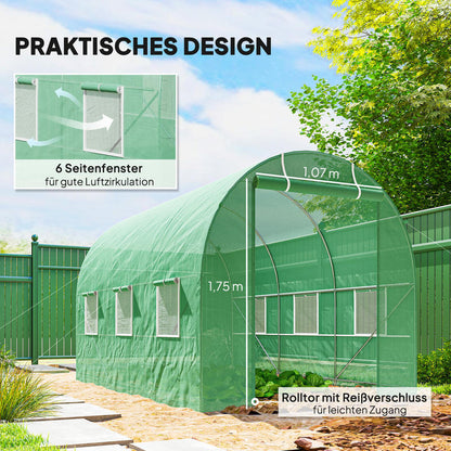 Tunnelkas – Kweekkas – Serre – Groeikas – Tuinkas – Duurzaam Metalen Frame – UV-bestendig Kunststof Met Ventilatieramen