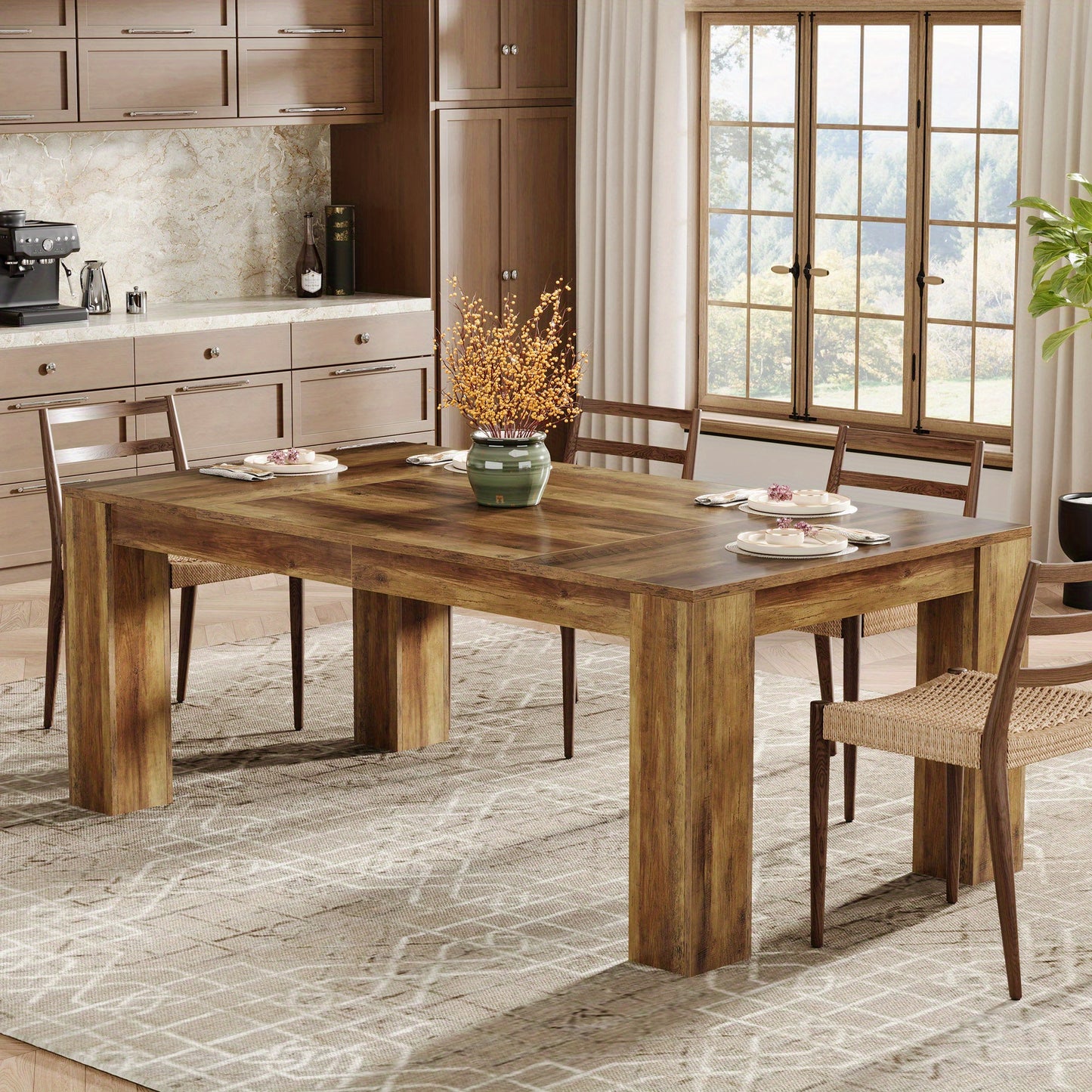 Eettafel – Tafel – Eetkamertafel – Keukentafel – Tafelblad – Rustiek-Modern – 160x80 cm – Massief Hout & Spaanplaat – Krasbestendig – Stevige Poten