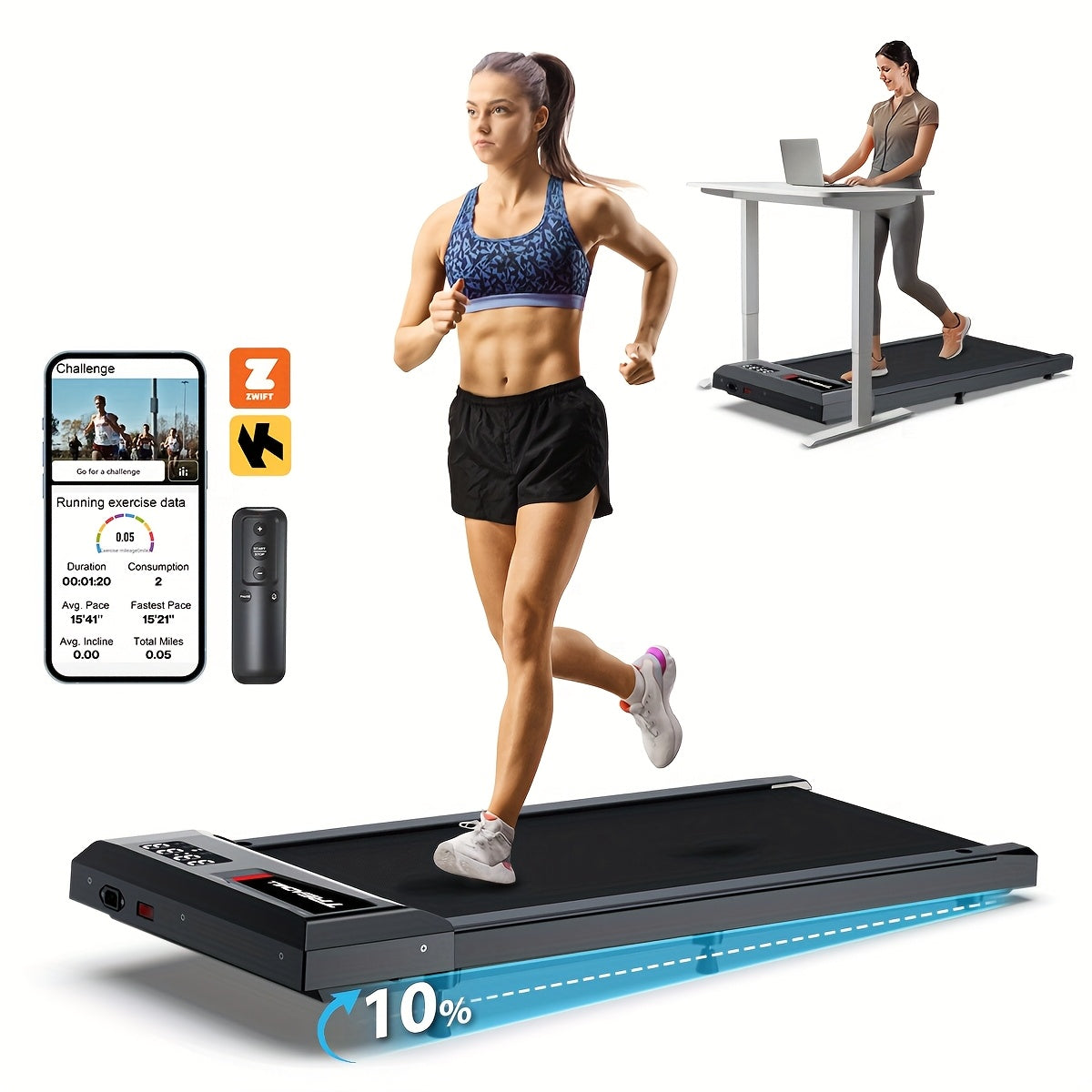 Loopband – Wandelband – Hardloopband – Walking Pad – Treadmill – Compact Inklapbaar Design – Krachtige 2,5 PK Motor & Instelbare Helling