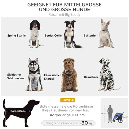 Opvouwbare Hondenwagen – Hondenbuggy – Hondentrolley – Hondenkar – Hondenbuggy – Comfortabel Ligkussen – Stevig Stalen Frame – Blauw/Zwart