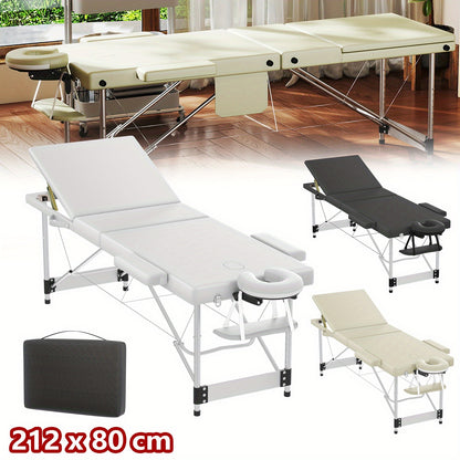 Inklapbare Massagetafel – Massagebed – Behandelingstafel – Therapeutische Tafel – Mobiele Massagetafel – Aluminium Frame – Verstelbare Hoogte 62-83 cm – Draagkracht 230 kg – Wit
