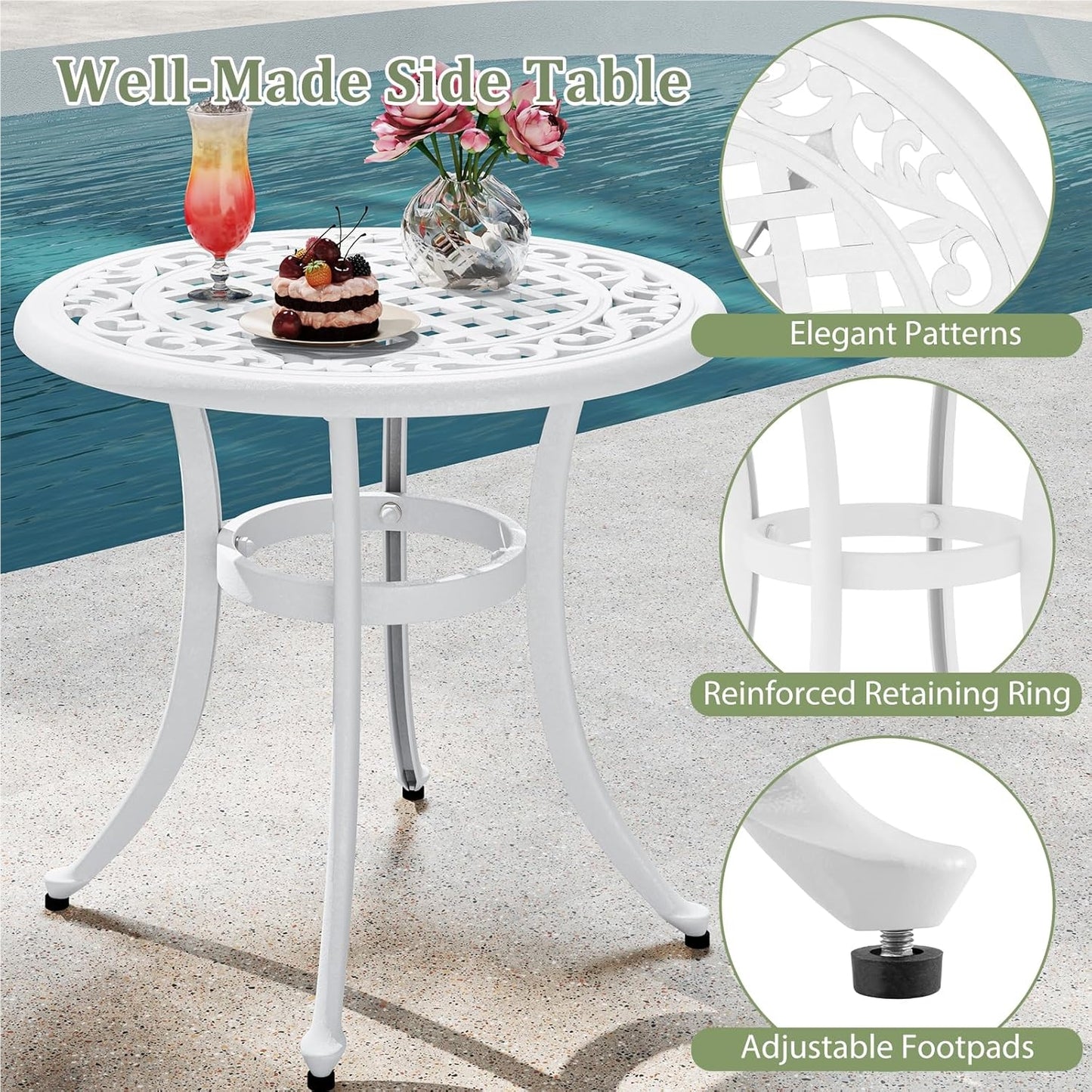 Ronde Bistrotabel – Tuin Tafel – Balkon Tafel – Bijzettafel – Buiten Tafel – Gietaluminium – Roestvrij – Ø 60 cm – Weerbestendig