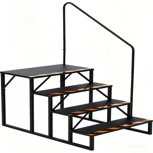 Campertrap – Caravantrap – Opstapje – Instaptrede – Opvouwbare Trap – Stalen Handrail – 299 kg Draagvermogen – Anti-Slip Treden